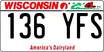 WI license plate 136YFS