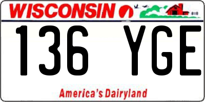 WI license plate 136YGE