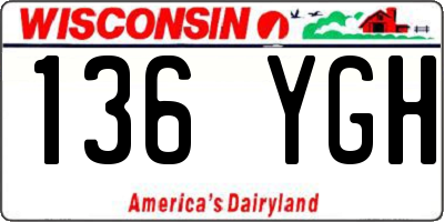 WI license plate 136YGH