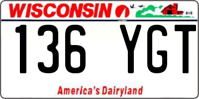 WI license plate 136YGT