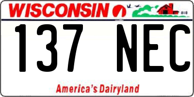 WI license plate 137NEC