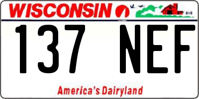 WI license plate 137NEF