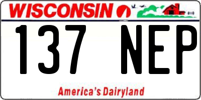 WI license plate 137NEP