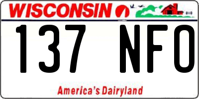 WI license plate 137NFO