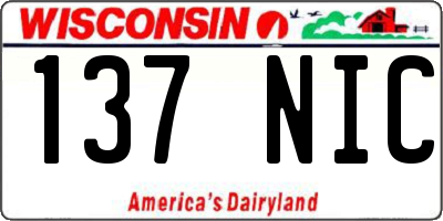 WI license plate 137NIC