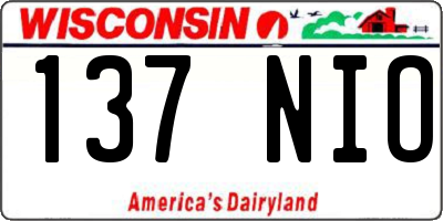 WI license plate 137NIO