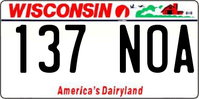 WI license plate 137NOA