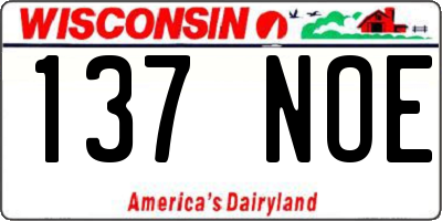 WI license plate 137NOE