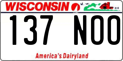 WI license plate 137NOO