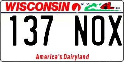 WI license plate 137NOX