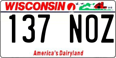 WI license plate 137NOZ
