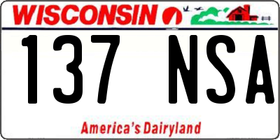 WI license plate 137NSA