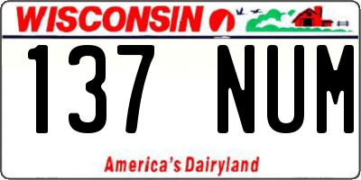WI license plate 137NUM