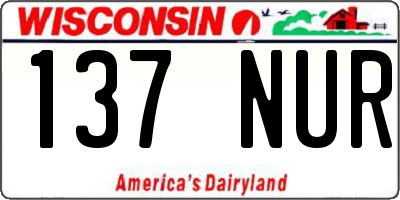 WI license plate 137NUR