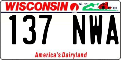 WI license plate 137NWA