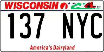 WI license plate 137NYC
