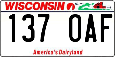 WI license plate 137OAF