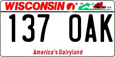 WI license plate 137OAK