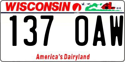 WI license plate 137OAW