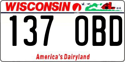 WI license plate 137OBD