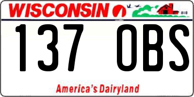 WI license plate 137OBS