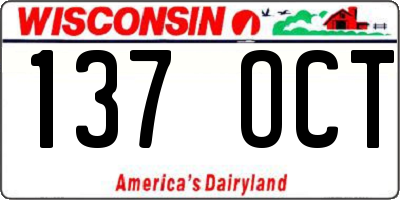 WI license plate 137OCT