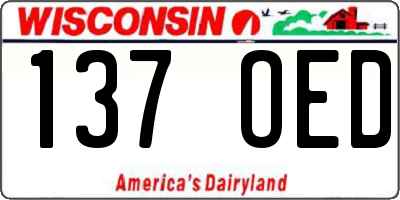 WI license plate 137OED