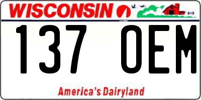 WI license plate 137OEM