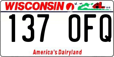 WI license plate 137OFQ