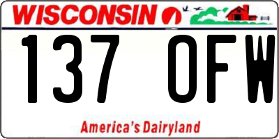 WI license plate 137OFW