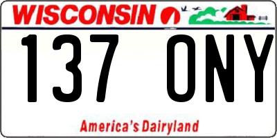 WI license plate 137ONY