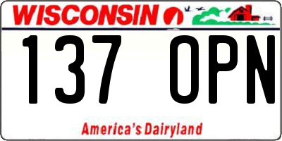 WI license plate 137OPN