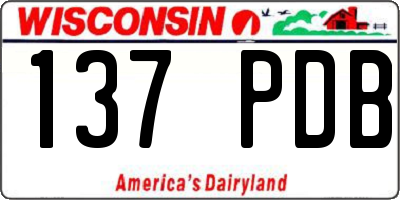 WI license plate 137PDB