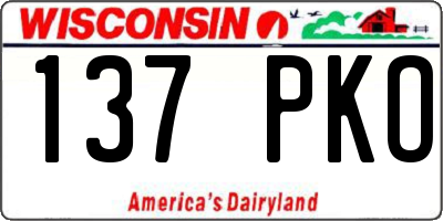 WI license plate 137PKO