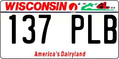WI license plate 137PLB
