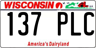 WI license plate 137PLC