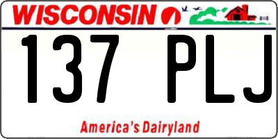 WI license plate 137PLJ