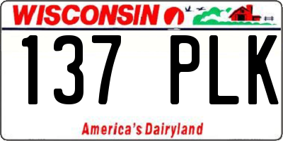 WI license plate 137PLK