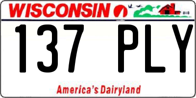 WI license plate 137PLY