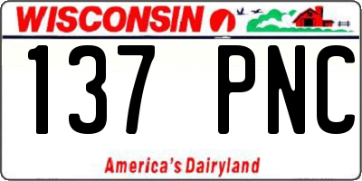 WI license plate 137PNC