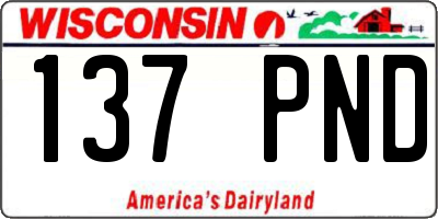 WI license plate 137PND