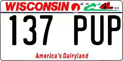 WI license plate 137PUP