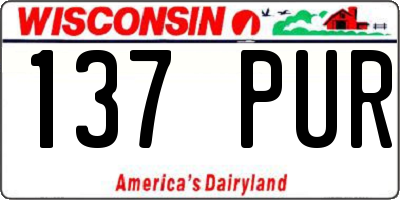 WI license plate 137PUR