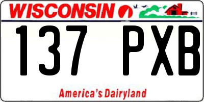 WI license plate 137PXB