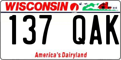 WI license plate 137QAK