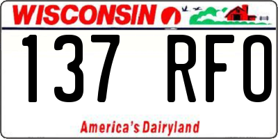 WI license plate 137RFO