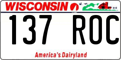 WI license plate 137ROC