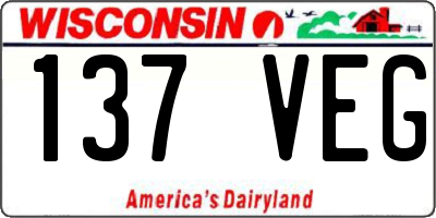WI license plate 137VEG