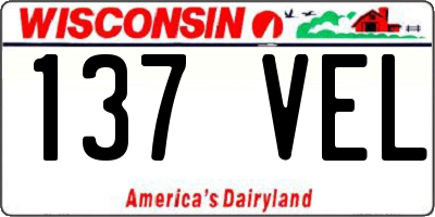 WI license plate 137VEL