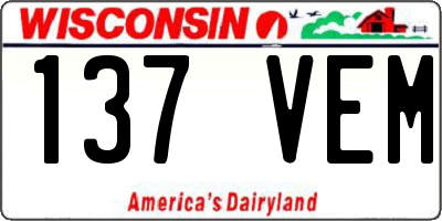 WI license plate 137VEM